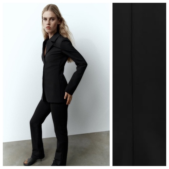 NWT. Zara Black Fitted Buttoned Blazer. Size XS. - Picture 3 of 10